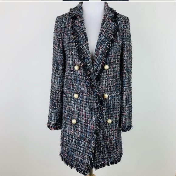 Zara * tweed textured long blazer size XS - Picture 15 of 16